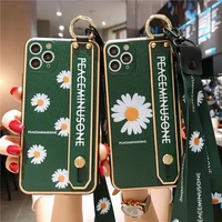 wrist strap case for huawei mate 30 pro mate 20 pro 20x p20 p30 p40 pro flower pattern holder cover with neck lanyard coque capa
