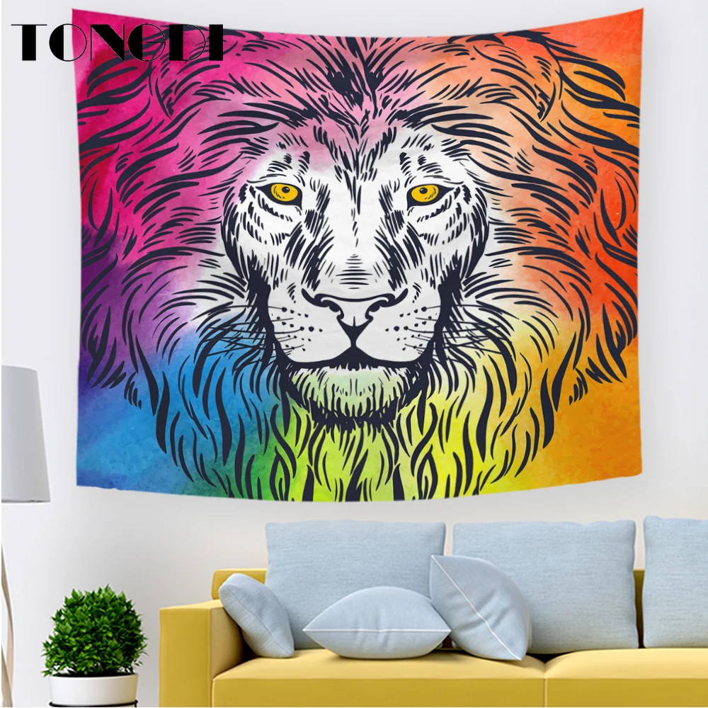 

TONGDI Tapestry Modern Elegant Tropical African Wild Animal Printing Wall Hanging Mat Decor For Home Parlor Bedroom LivingRoom