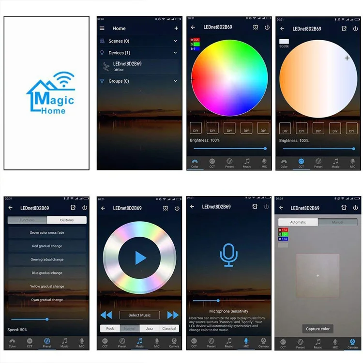 

Led Music Light Strip 5050 Light Strip Set WiFi Smart Voice Light Strip Horse Race Lamp Soft Light Strip