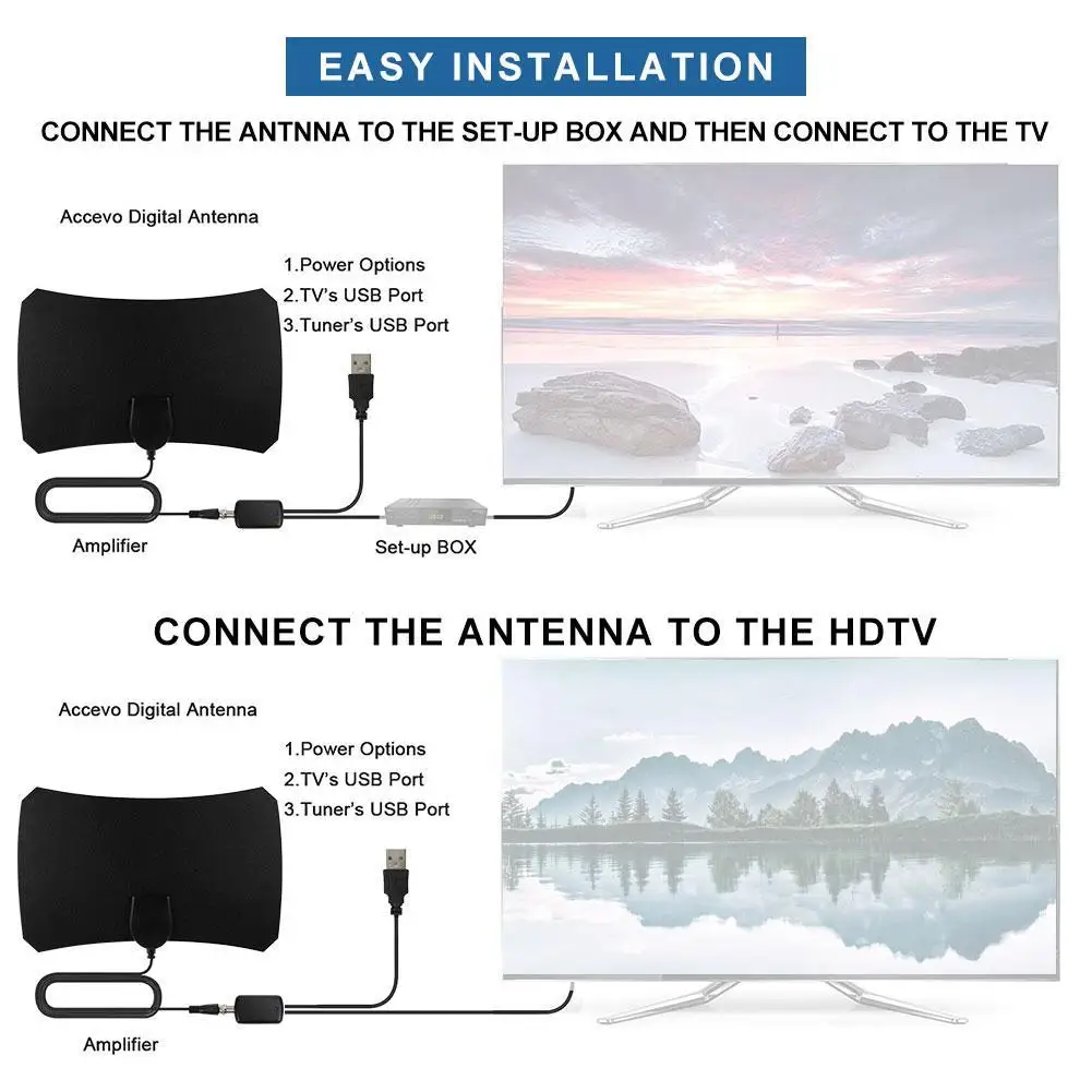 

1800Miles Antenna Amplifier Range HD 4K TV Antenna Digital Signal HDTV 1080P Indoor Digital TV Amplifier Stick Receiver J2Y3