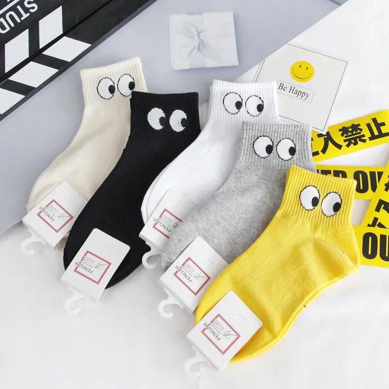 

5 Pairs of Spring and Summer Socks Female Japanese Cartoon Trend Sports Sweat-absorbent Breathable Section Socks College Style