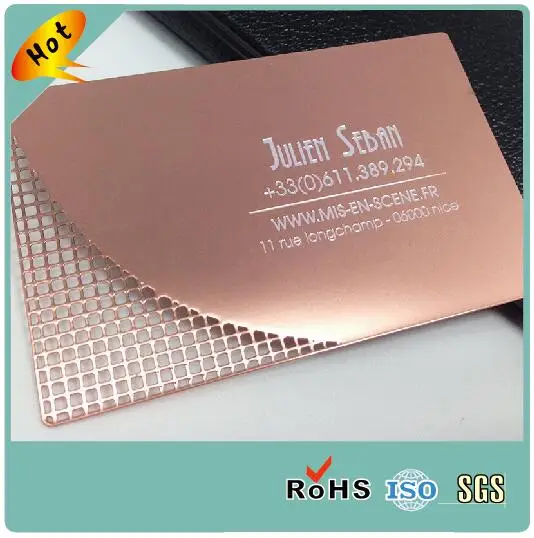 (100pcs/lot)Personal Creative Matt Rose Gold Etched Logo Custom Metal Business Card