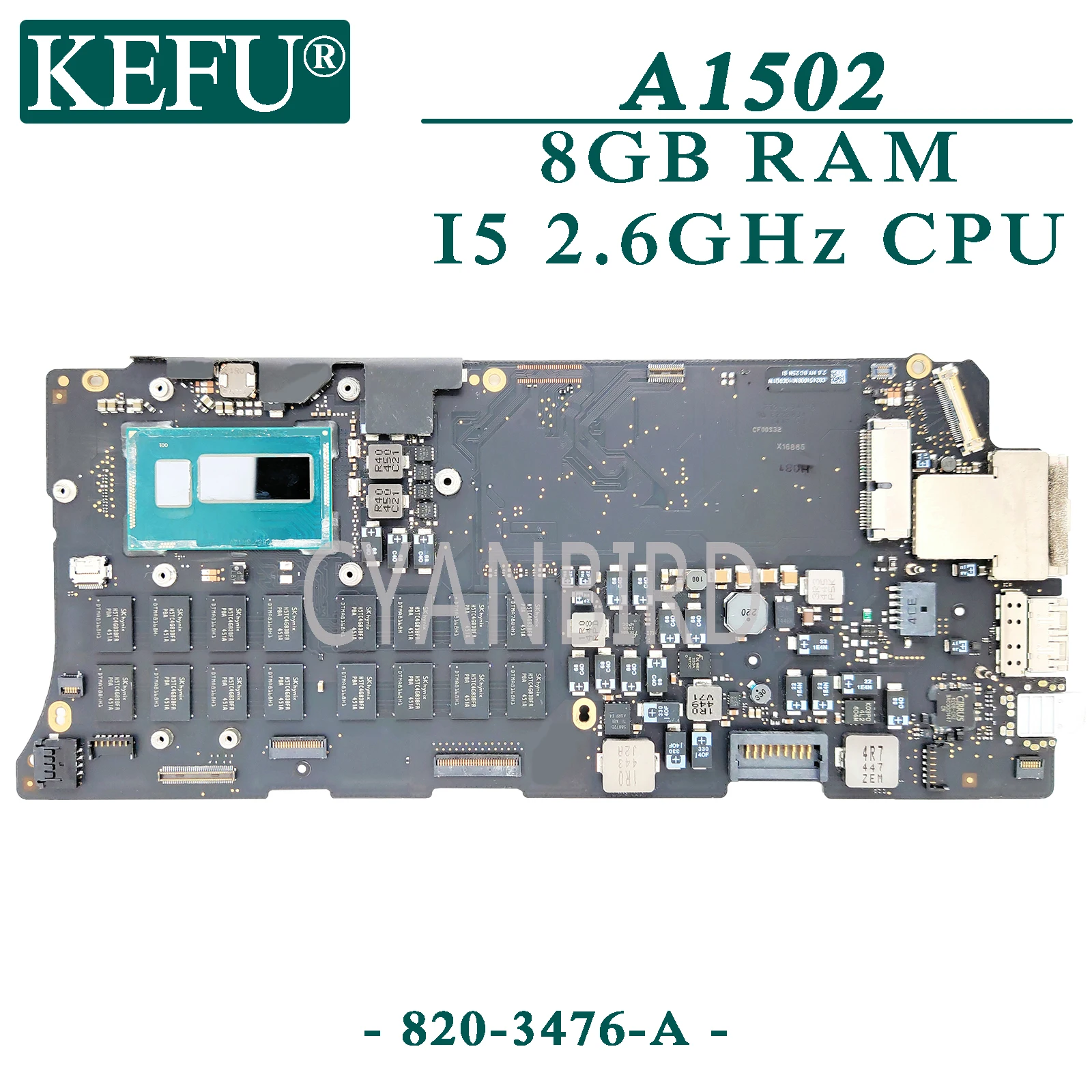 

KEFU 820-3476-A original mainboard for Apple A1502 with 8GB-RAM I5 2.4GHz CPU Laptop motherboard