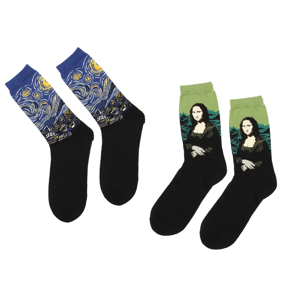 

4x Men Socks Breathable Cotton Crew Printted Ankle Socks Sport Running Socks