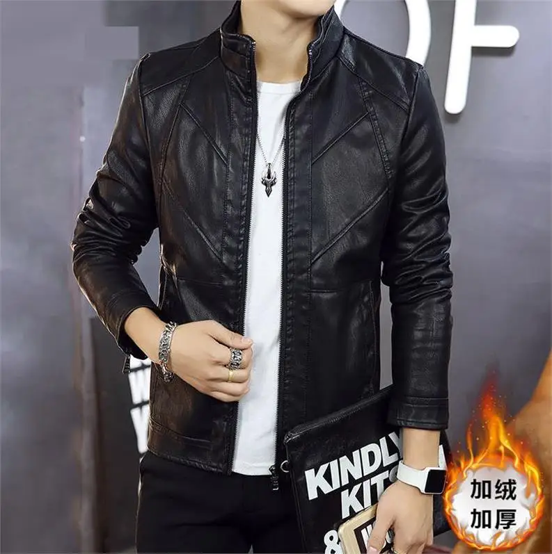 

Spring and autumn stand-collar leisure youth pu leather jacket tide thin Slim-type Korean jacket motorcycle men's leather men do