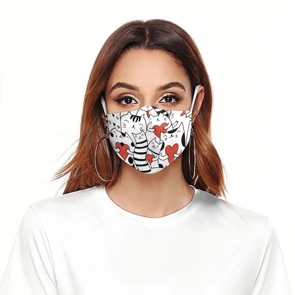 Детская маска с милым принтом кота Мультяшные животные розовые маски тканевые