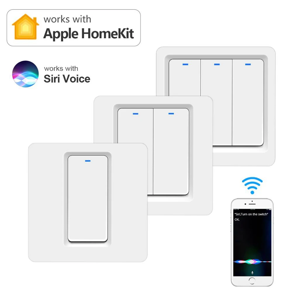 

Умная жизнь дома Wi-Fi лампы Переключатель Apple Homekit 1/2/3 Gang Дистанционное функция голосового Управление светодиодный светильник нейтральный пр...