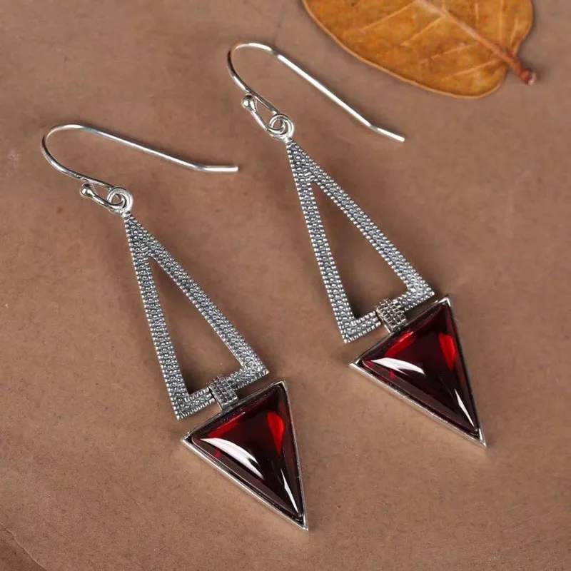 CSJ Винтажные серьги из стерлингового серебра 925 пробы с кварцем тайское серебро