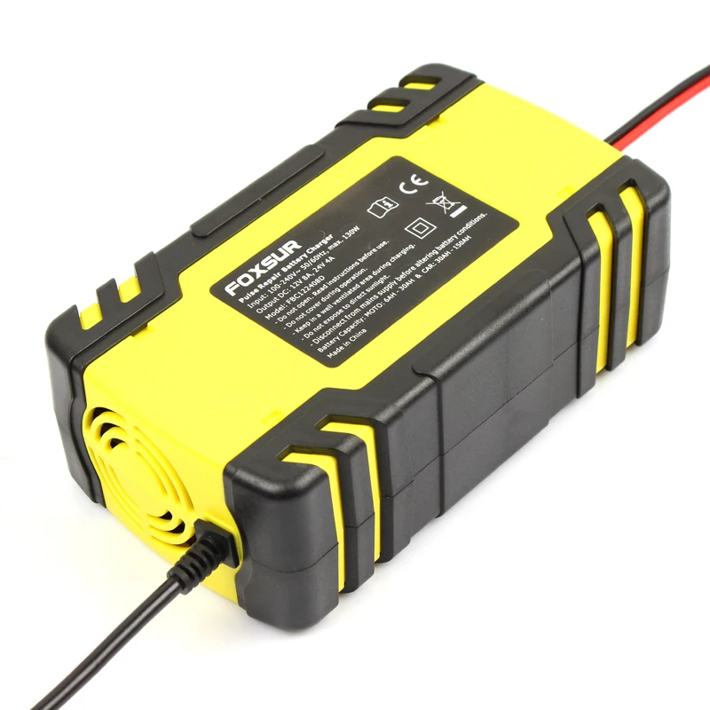 FOXSUR автомобиля Батарея Зарядное устройство 12v 24v мотоциклов ремонт типа high power AGM