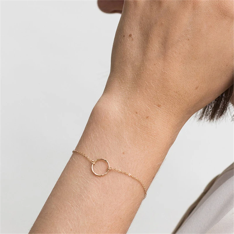 Изящные нержавеющая сталь браслеты для женщин золотистое серебристое покрытие