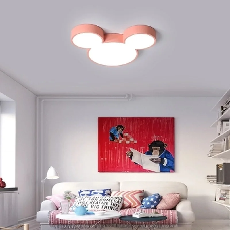 Modern Led Ceiling Lights Creative Color Luminaire Kids Children Bedroom Mickey Fixture Remote Control Lamp Dimmable Lustre | Лампы и