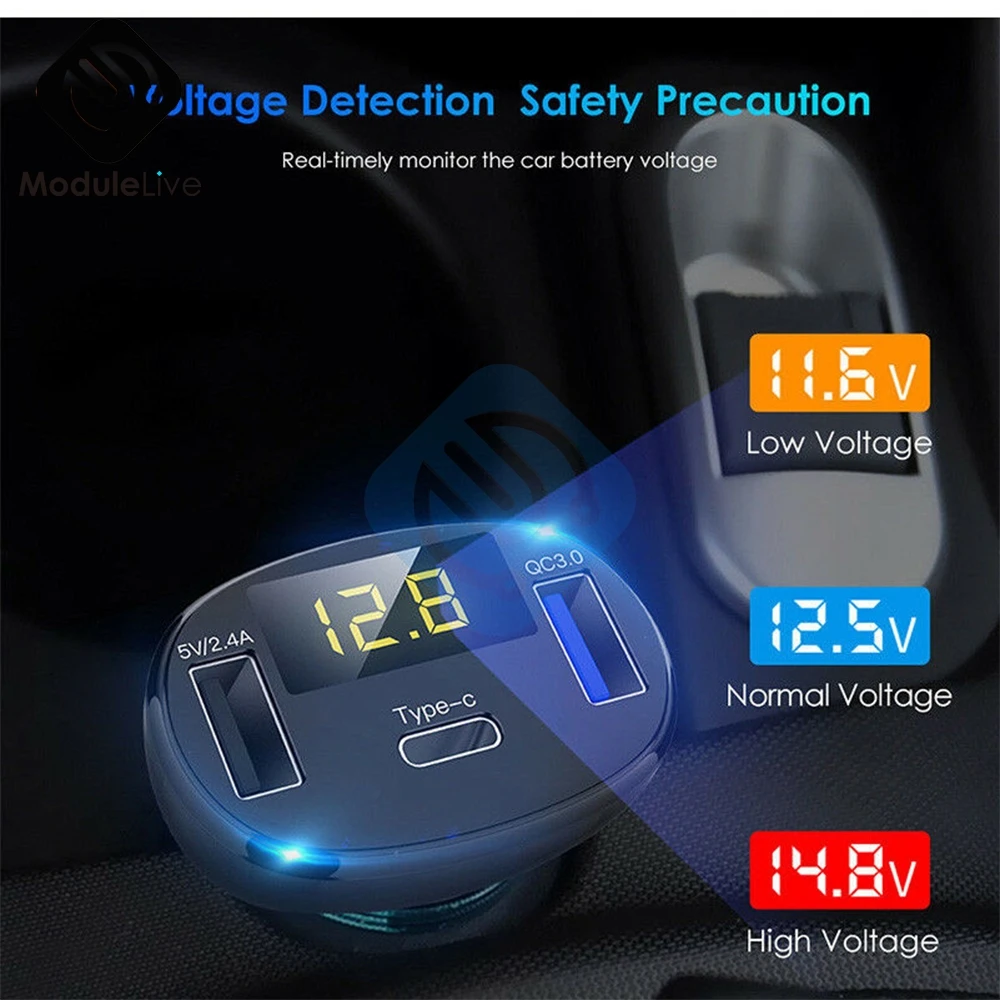 QC3.0 QC Тип C PD DC 12 В usb мультивольтовый Измеритель Напряжения Монитор двойной USB