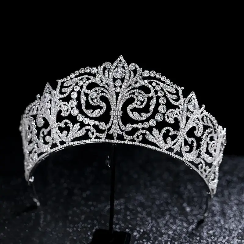 Тиары и короны серебряного цвета с фианитом AAA диадемы для вечернего платья