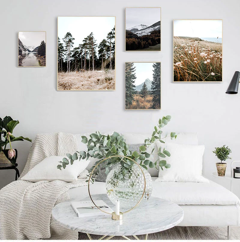 

Wall Art Picture Canvas Painting Autumn Forest Nature Landscape Poster Nordic Style Print Scandinavian Living Room Decoration