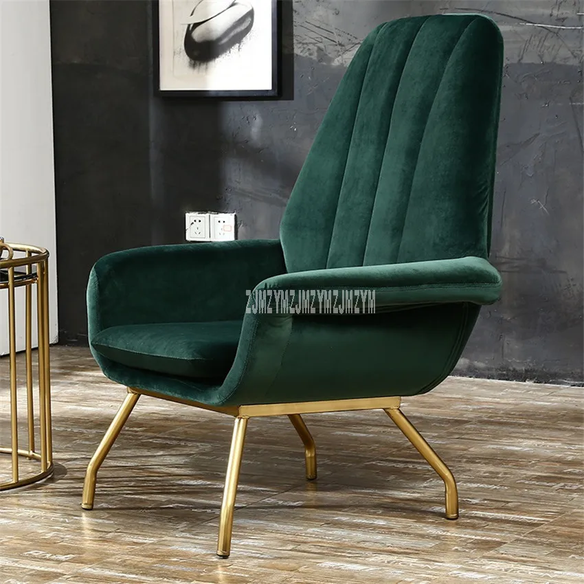 

Nordic Single Leisure Sofa Chair Flannelette Fabric Iron Art Leg Minimalist Bedroom Living Room Luxury American Style Sofa Chair