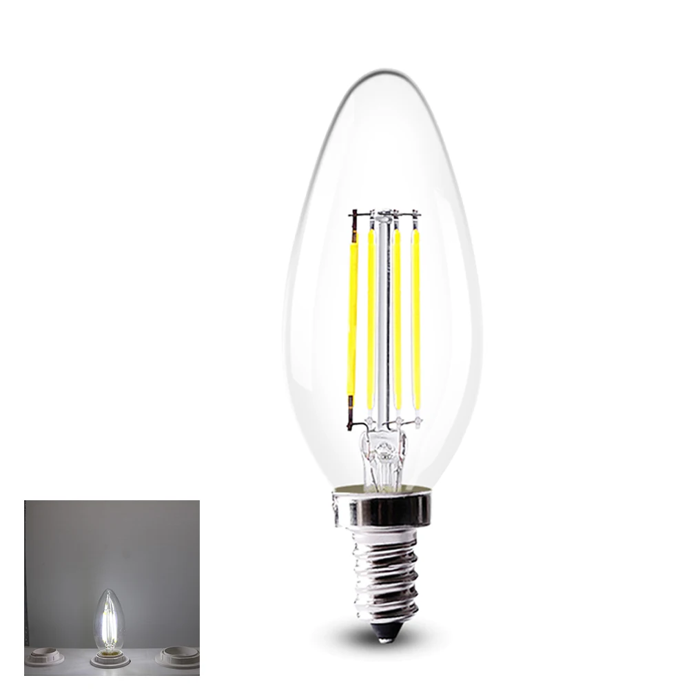 10 шт./партия C35 Светодиодная лампа накаливания 2 Вт 4 6 без диммируемая edison C35L свеча