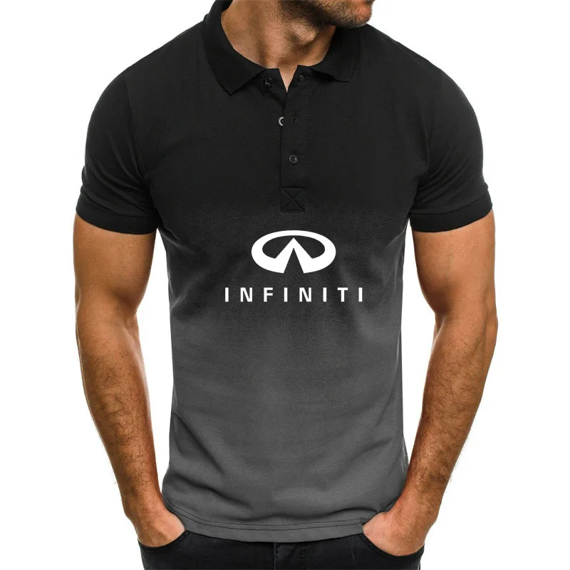

Trend new Men's polo shirt Infiniti Car Logo Printing Summer high quality Cotton Hip hop short sleeve lapel Men's tops