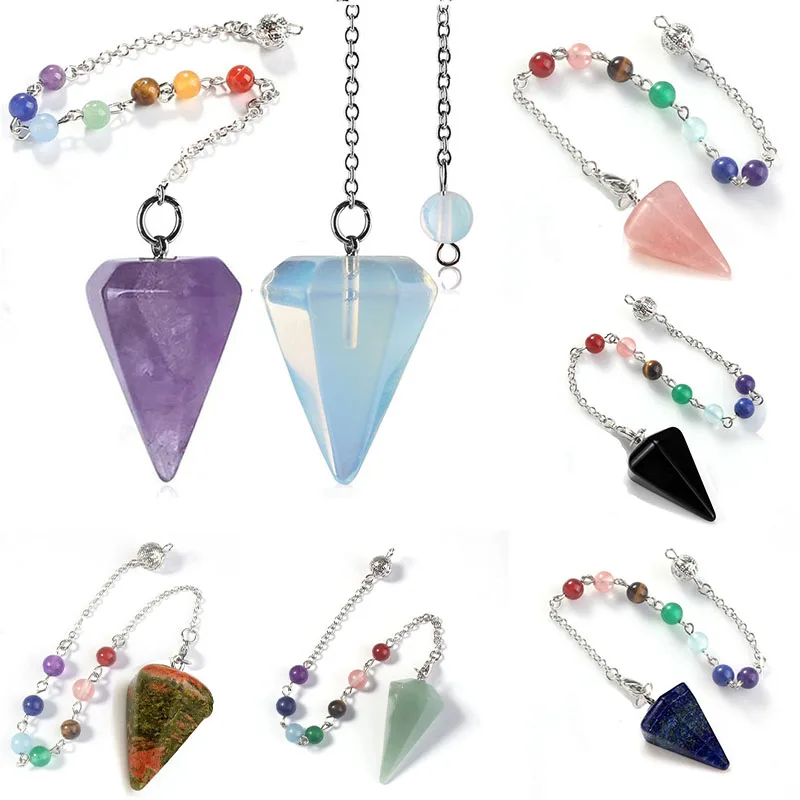 

Healing Pendulum for Divination Pink Quartz Pendulums Biolocation Natural Gem Stone Reiki Crystals Pendulos Pendant