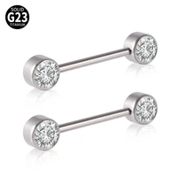 2pcs g23 titanium nipple piercing zircon internal thread barbell tragus helix ear charming nipple ring jewelry body accessories