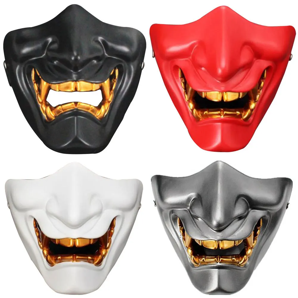 High quality Halloween Prajna Mask Half Face Devil Traditional Japanese Demon Fancy Role Playing Cosplay |