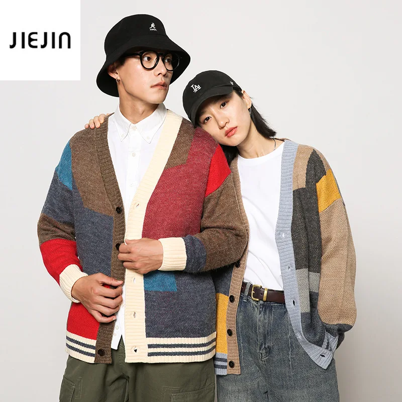 

Кардиган в стиле пэчворк, свитер, мужской новый зимний плотный теплый мужской вязаный свитер, свитер с длинным рукавом, удобное вязаное паль...