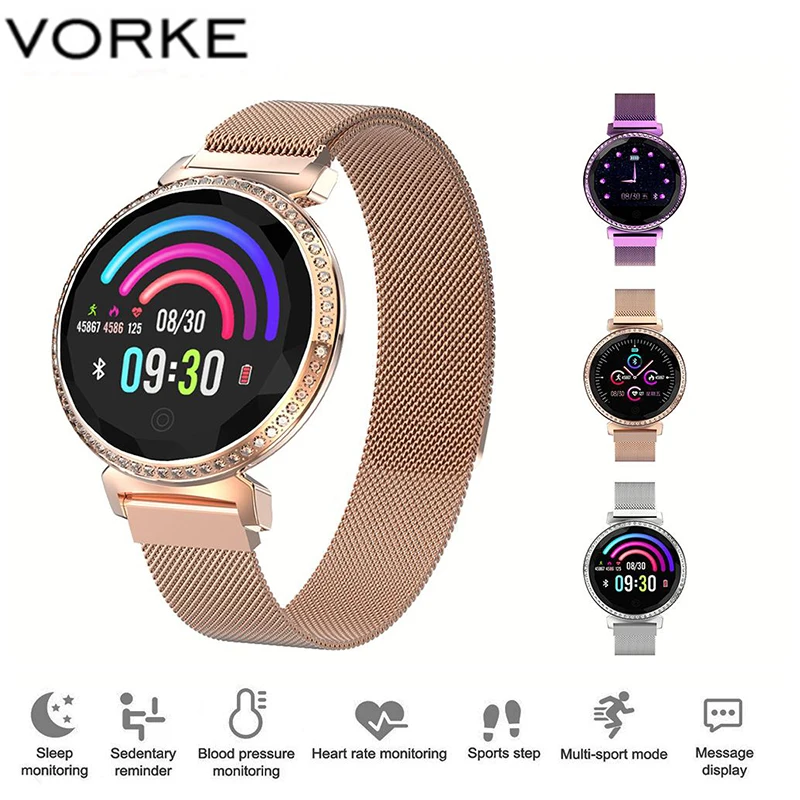 Vorke VC11 2019 Роскошные Смарт-часы фитнес-трекер 3D алмазное стекло мониторинг