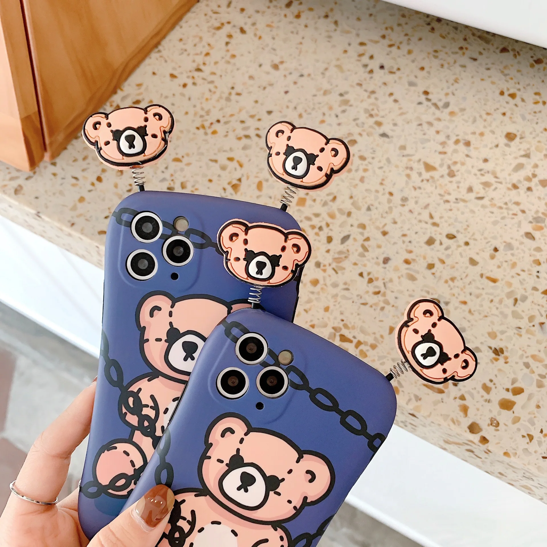 

Cute Bear Smartphone Kawaii Soft Silicone Disney Funny Smartphone Lens Protective Shockproof Shell
