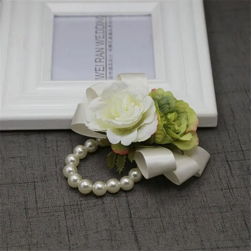 1 шт. Невеста и жених искусственная брошь жемчуг лента с розами цветок на запястье