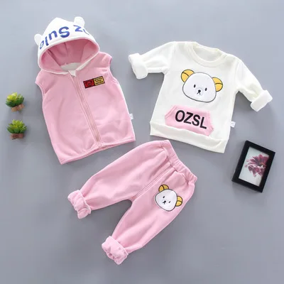 

New 3pcs Set Boy Outfits Childrens Leisure Suits Zipper Jacket Coat+T-shirts+Pants Tracksuit Kids Clothes Girls Clothing Set