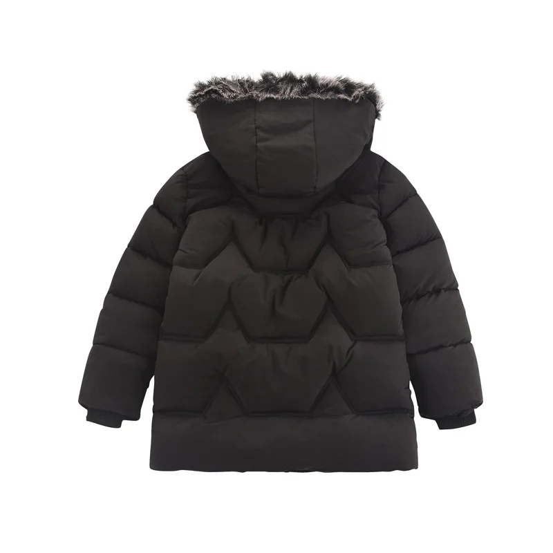 

Winter new boys' cotton-padded jacket Korean version of children's thick down cotton mid-length large fur collar cotton jacket