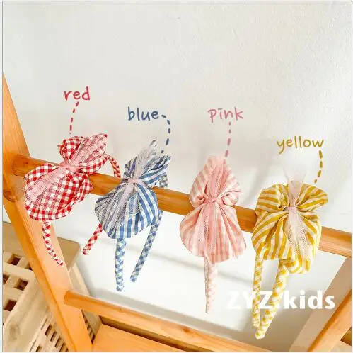 

2pcs pack Girls cute plaid mesh headband children's children's accessories hairpin headdress student accessories