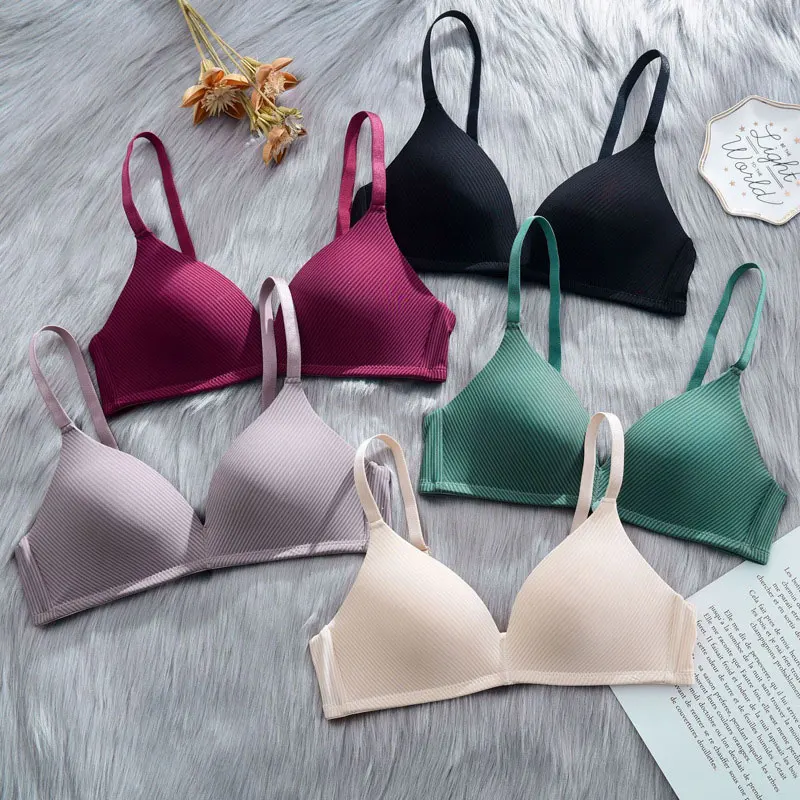 

Striped Bra Smooth and Seamless Collection of Breast Soft and Comfortable Bra Underwear Girl Super Gathered H9