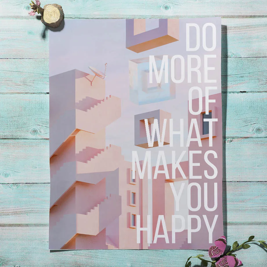 Розовое Небо дом облака цитаты стены искусства холст живопись плакаты на