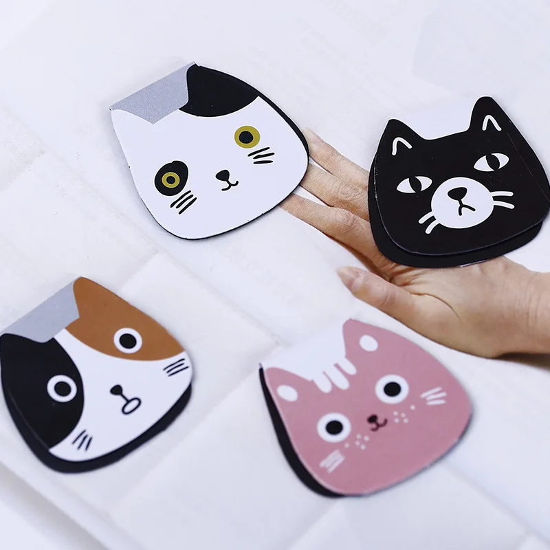 

4pcs Cat Head Shape Magnetic Bookmark Magnet Book Mark Page Folder Paper Clip Animal Bookmarks Office Teacher Anime Stationery