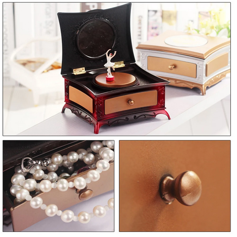New Portable LED Lighted Mini Makeup Mirror Compact Drawer Dancing Ballerina Girl Music Box Kids Musical Gift Cosmetic | Красота и