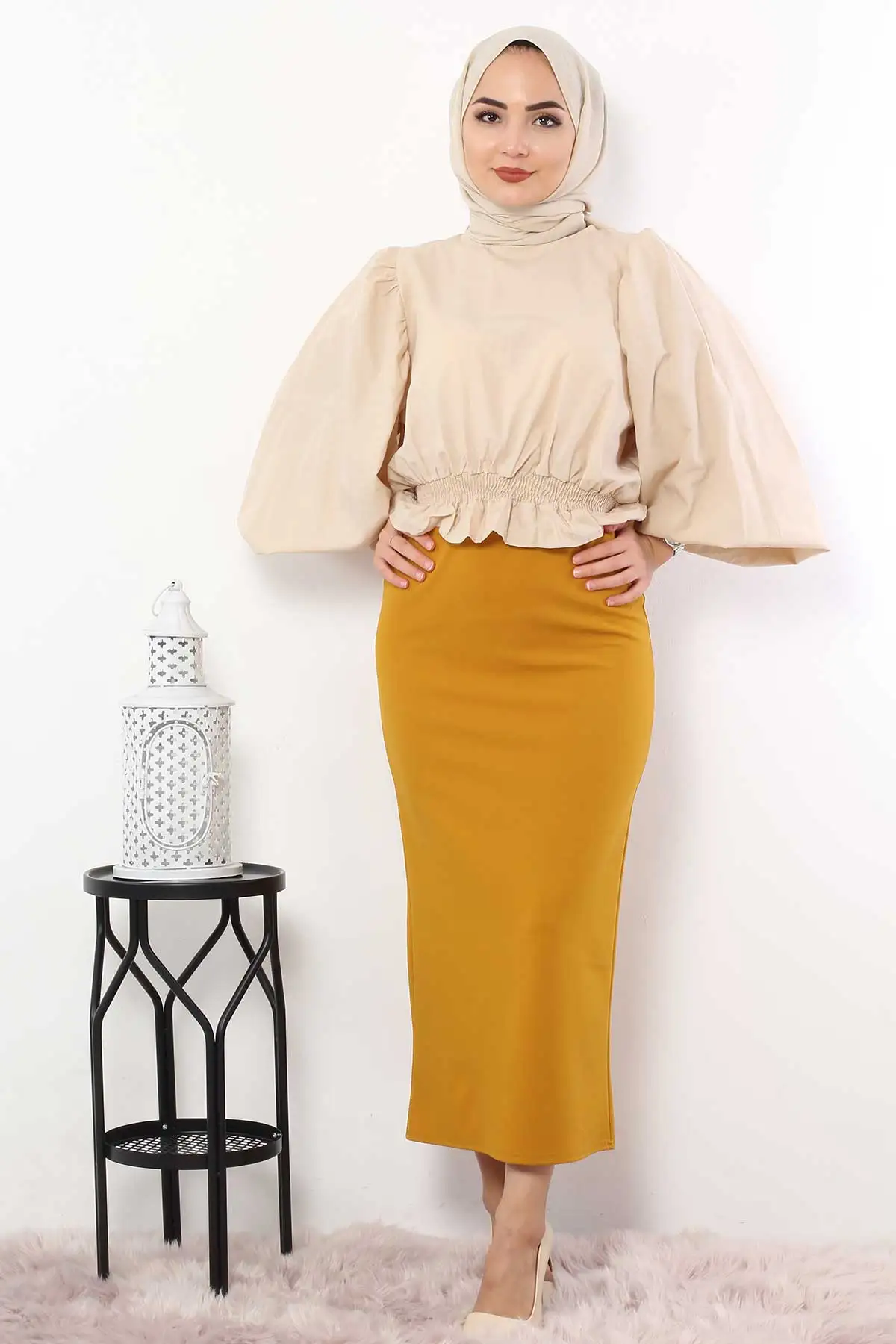 Юбка карандаш TSD0291 горчичного цвета|Женские юбки| |