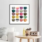 Современный минималистский различные цвета чашки плакат с художественным изображением посуда Картина на холсте домашний настенный кухонный арт украшение