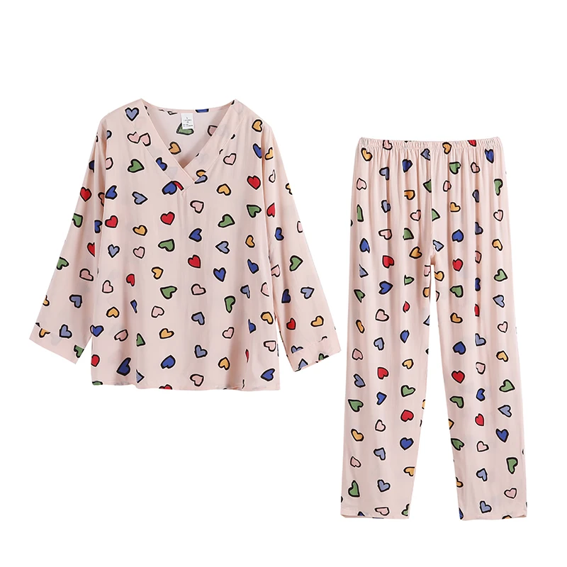 

New Style Pajamas Women's Pure Cotton Silk Long Sleeve Spring and Autumn Thin Suit Retro Cardigan Confinement Clothing Home Wear