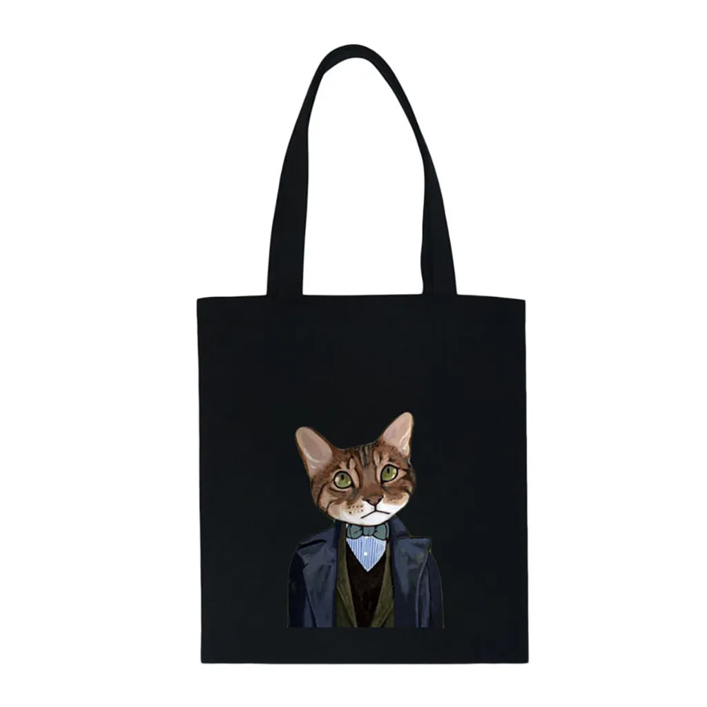 Bolsa de compras женская сумка-шоппер сумка Корейская оригинальная Милая кошка экологический холст сумки животные принты девушка молодежный рюкзак