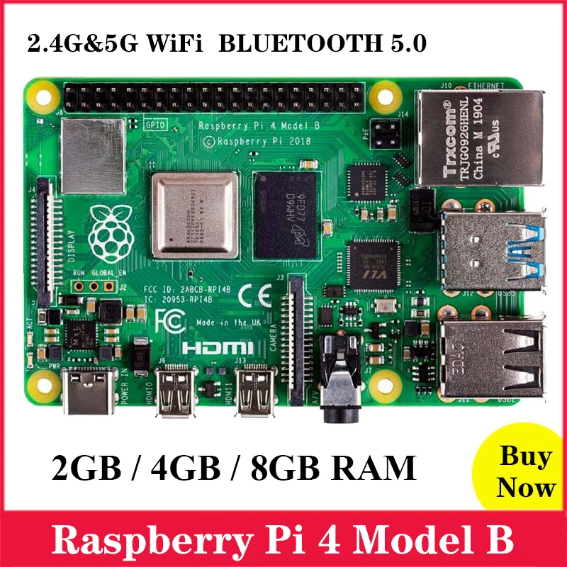 Оригинальный Raspberry Pi 4 Model B 2 гб/4 гб/8 гб озу BCM2711 четырёхъядерный телефон модели v8 1 5