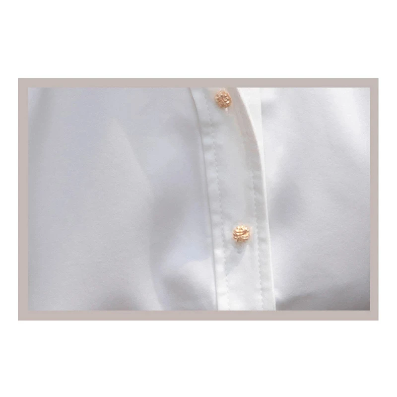 

Chic OL Formal White Shirts Women Elegant Short Sleeve Turn-Down Collar Tops Fashion Vintage Satin Summer Blouse Office
