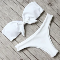womens white bikini swimsuit luxury biqiuni set thong swimsuit solid color cute strapless bikinis two piece suits swimwear 2021