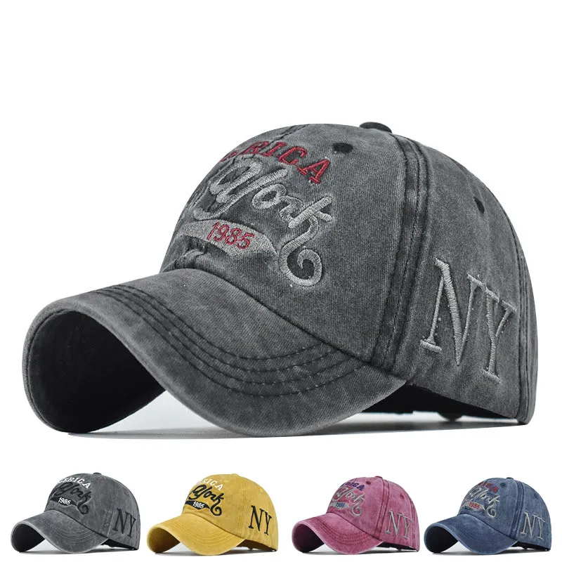 

New Cotton Cap for Women Men Retro Three-dimensional Embroidered Snapback High-grade Pure Washed Distressed Coated Baseball Caps