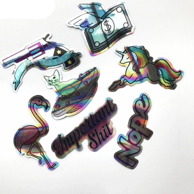 

Cool Motorcycle Laser Stickers Bomb Tide Brand ET Alien Decals For Skateboard Luggage Laptop Notebook Guitar Car 60PCS
