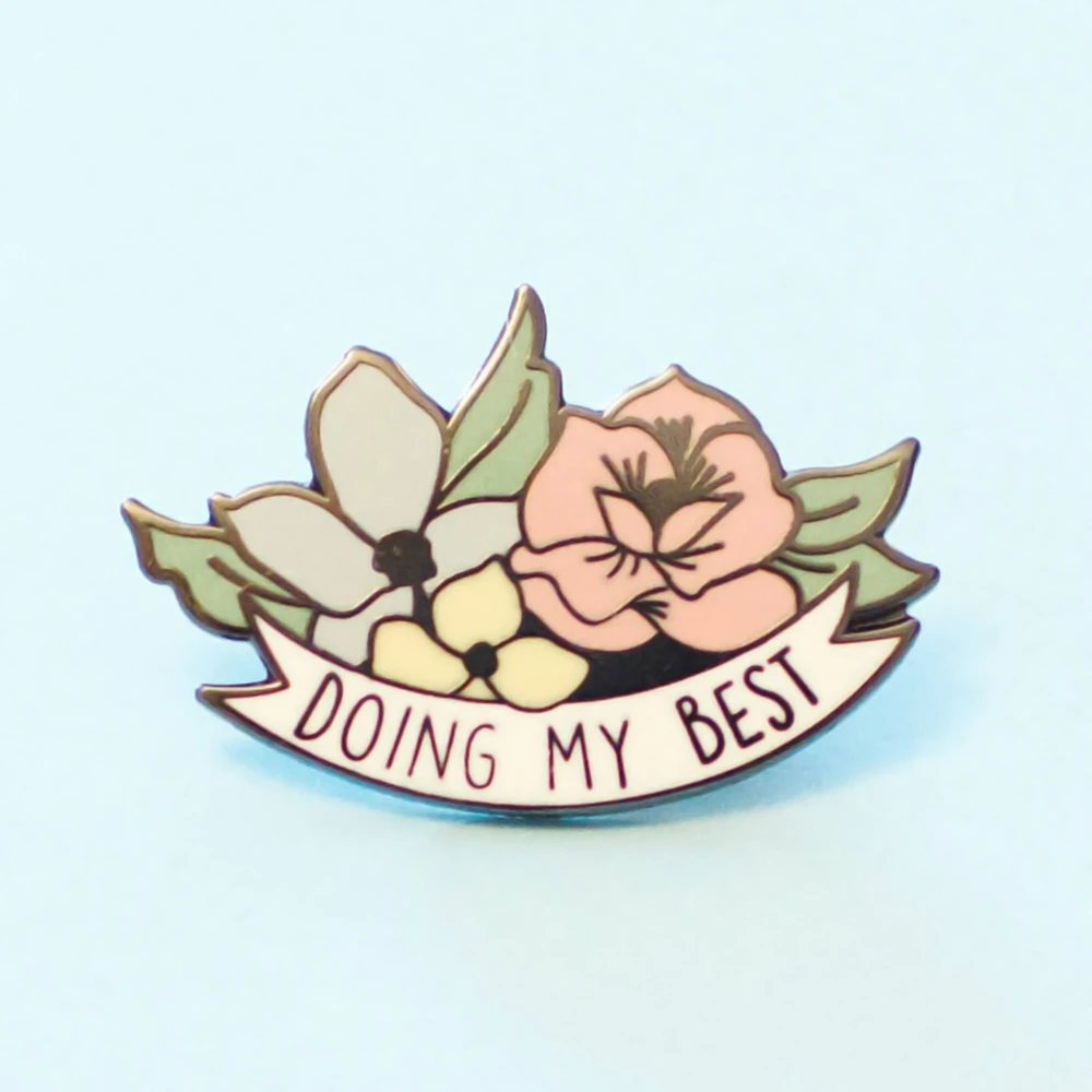 

Doing My Best Novelty Hard Enamel Pin Cute Cartoon Plant Flowers Brooch Lapel Badge Fashion Jewelry Unique Gift for Friends