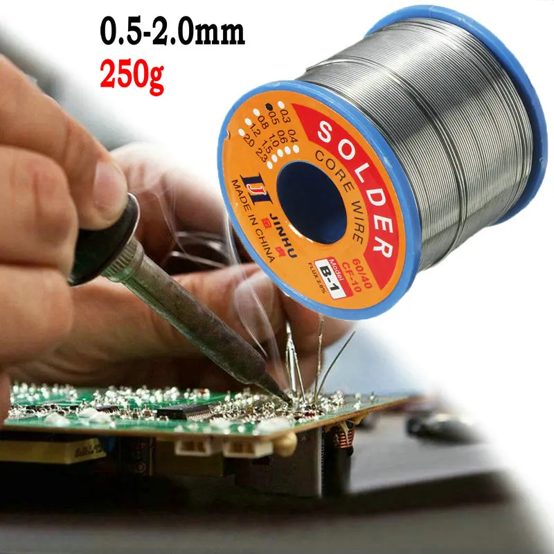 

60/40 250g Universal Silver Tin Lead Solder Wire Rosin Core Soldering 0.5mm-2mm Desoldering Wire Welding of Electronic Com