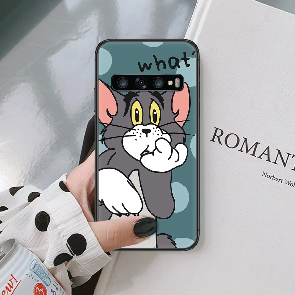 

Cartoon Cat Tom and mouse Jerry Phone Case For Samsung Galaxy Note S 8 9 10 20 Plus E Lite Uitra Black black Shell Painting