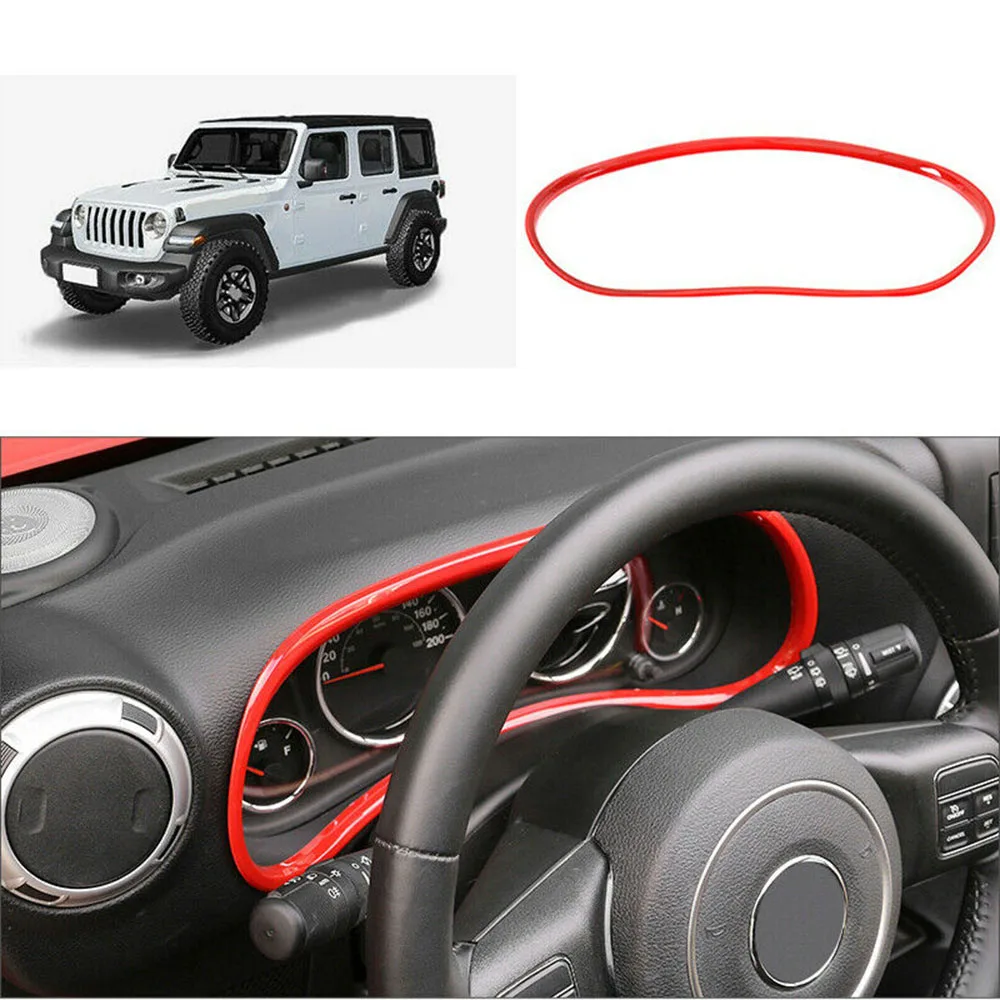 Красная рамка для салона приборной панели Jeep Wrangler JK 2011 2017 ABS|Комплекты датчиков и