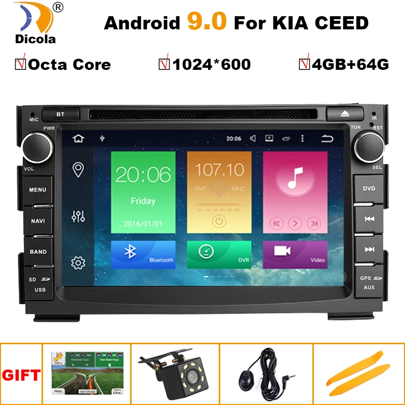 4G+ 64G Восьмиядерный Android 9 2 Din Автомобильный мультимедийный dvd-плеер gps Авторадио для Kia Ceed 2010-2012 Venga 10-16 автомобильный Радио PC wifi