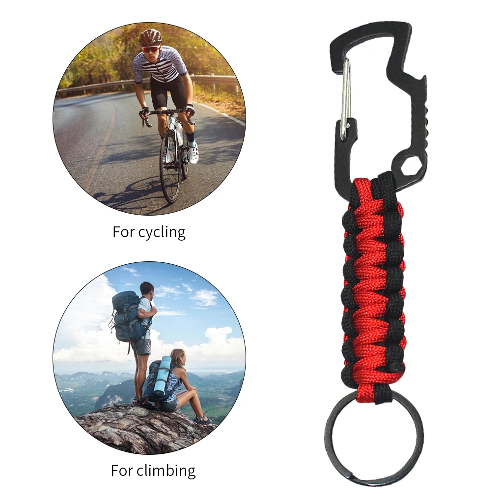 

Outdoor Keychain Ring Camping Carabiner Military Paracord Cord Rope Camping Survival Kit Emergency Knot Bottle Opener Key Chain